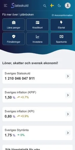 スポンサード記事向けのスウェーデンメディア、Statsskuldのサイトプレビュー