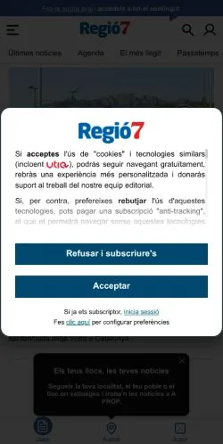 スポンサード記事向けのスペインメディア、Regió7のサイトプレビュー