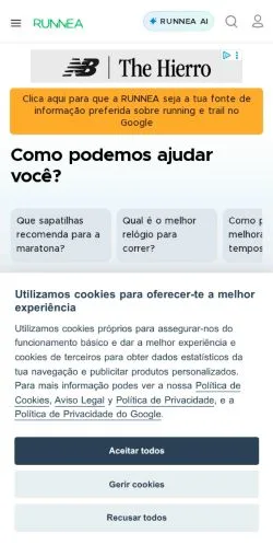 Pré-visualização do site Runnea, meio de Portugal para artigos patrocinados