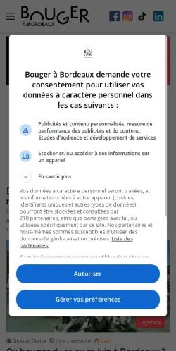Anteprima del sito Bouger à Bordeaux, media di Francia per articoli sponsorizzati