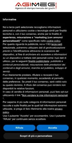 Anteprima del sito AGIMEG, media di Italia per articoli sponsorizzati