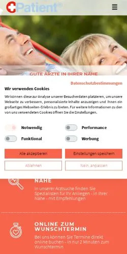 Vista previa del sitio pluspatient, medio de Alemania para artículos patrocinados
