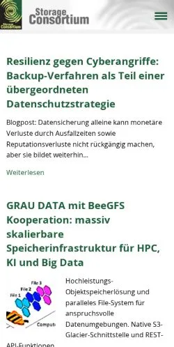 Forhåndsvisning av nettstedet StorageConsortium, medium fra Tyskland for sponsede artikler