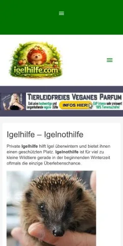 Vorschau der Website Igelhilfe, Medium aus Deutschland für gesponserte Artikel