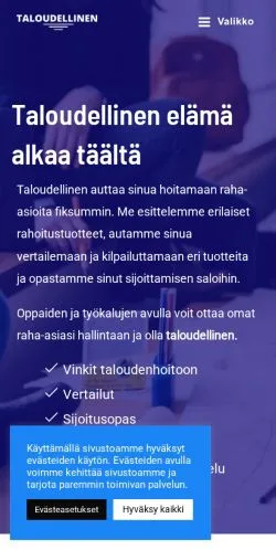 Podgląd witryny Taloudellinen, medium z kraju Finlandia do artykułów sponsorowanych
