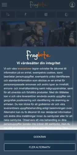 Forhåndsvisning av nettstedet Fragbite.se, medium fra Sverige for sponsede artikler