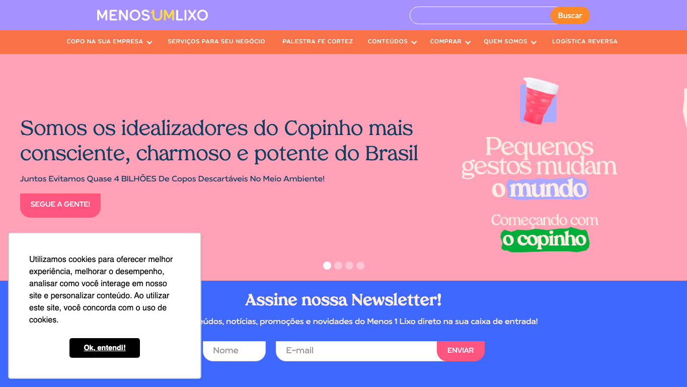 Anteprima del sito menos1lixo, media di Brasile per articoli sponsorizzati