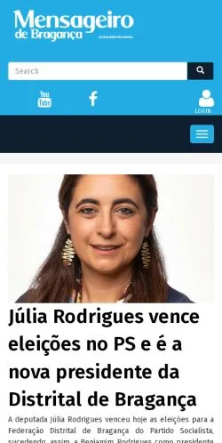 Anteprima del sito Mensageiro De Bragança, media di Portogallo per articoli sponsorizzati