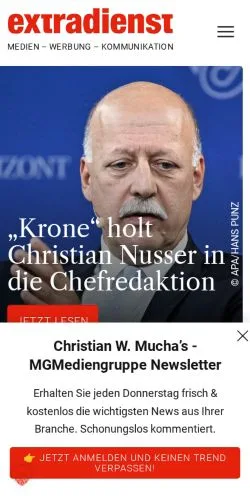 Anteprima del sito ExtraDienst, media di Austria per articoli sponsorizzati