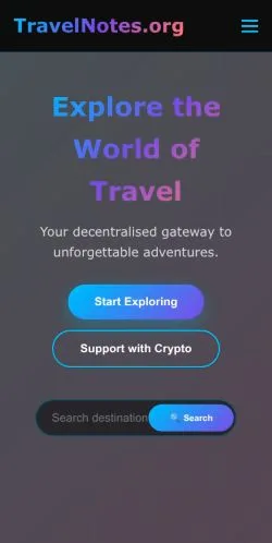 Pré-visualização do site TravelNotes, meio de Estados Unidos para artigos patrocinados