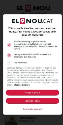 Anteprima del sito El 9 Nou, media di Stati Uniti per articoli sponsorizzati
