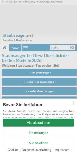 スポンサード記事向けのドイツメディア、Staubsauger Testのサイトプレビュー