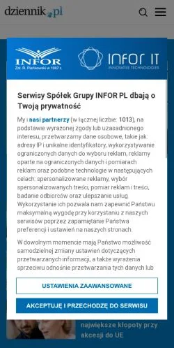 Podgląd witryny Dziennik, medium z kraju Polska do artykułów sponsorowanych