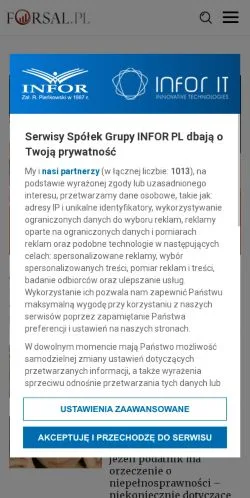 Podgląd witryny Forsal, medium z kraju Polska do artykułów sponsorowanych