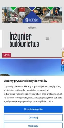 Podgląd witryny Inżynier Budownictwa, medium z kraju Polska do artykułów sponsorowanych
