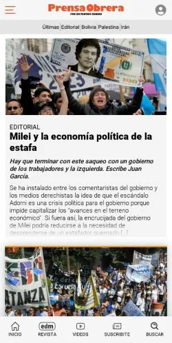Preview of the PrensaObrera.com website, a media outlet in Spain for sponsored articles