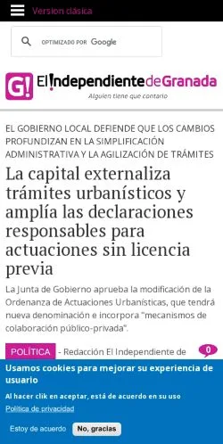 스폰서 기사용 스페인 매체 El Independiente de Granada 사이트 미리보기