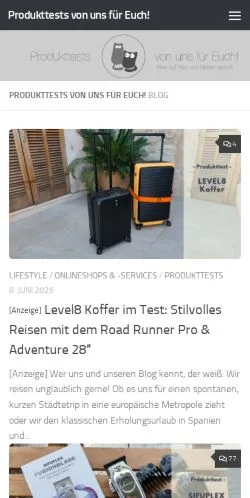 Podgląd witryny Produkttests, medium z kraju Niemcy do artykułów sponsorowanych