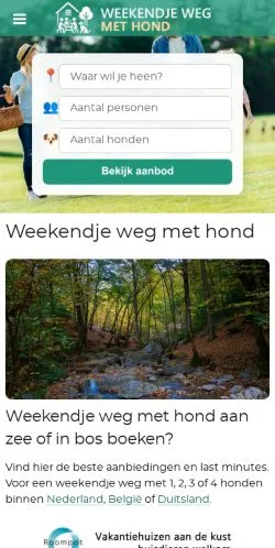 Anteprima del sito Weekendje Weg Met Hond, media di Paesi Bassi per articoli sponsorizzati