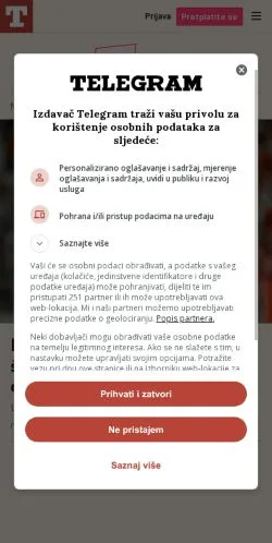 Anteprima del sito Telesport Telegram, media di Croazia per articoli sponsorizzati