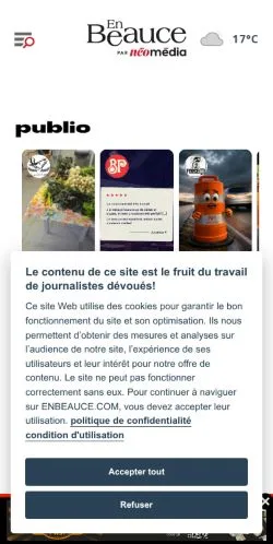 Förhandsvisning av webbplatsen En Beauce, medium i Kanada för sponsrade artiklar