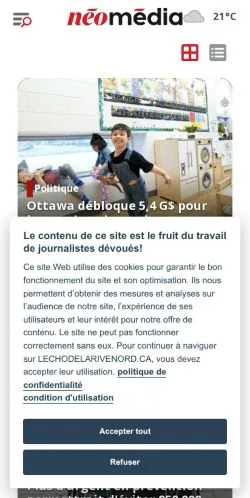 Anteprima del sito L'Écho de la Rive-Nord, media di Canada per articoli sponsorizzati