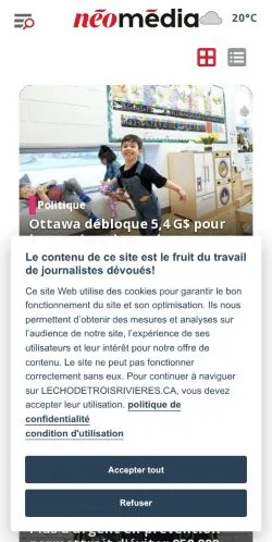 Anteprima del sito L'Écho de Trois-Rivières, media di Canada per articoli sponsorizzati