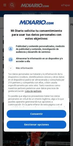 Preview of the Mi Diario website, a media outlet in Spain for sponsored articles