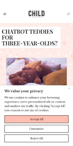 Anteprima del sito Childmags, media di Australia per articoli sponsorizzati