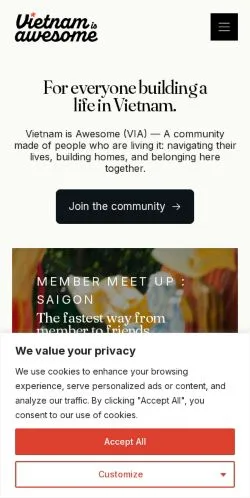 Anteprima del sito Vietnam Is Awesome, media di Stati Uniti per articoli sponsorizzati