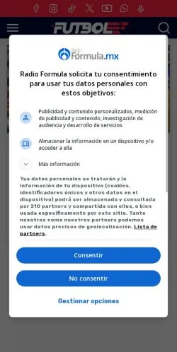Anteprima del sito Radio Fórmula Fútbol, media di Messico per articoli sponsorizzati