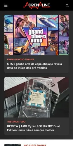 Anteprima del sito Adrenaline, media di Brasile per articoli sponsorizzati