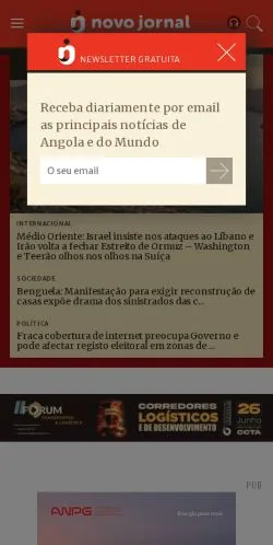 Anteprima del sito Novo Jornal, media di Portogallo per articoli sponsorizzati