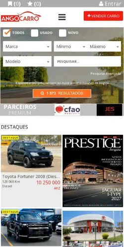 Anteprima del sito Angocarro, media di Portogallo per articoli sponsorizzati