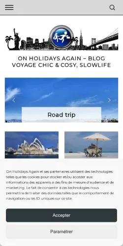 Aperçu du site On Holidays Again!, média de France pour articles sponsorisés