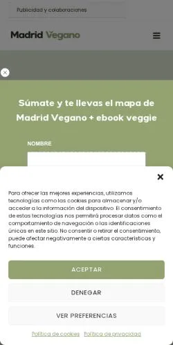 Anteprima del sito Madrid Vegano, media di Spagna per articoli sponsorizzati