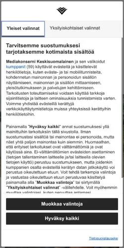 Anteprima del sito Ylä-Karjala, media di Finlandia per articoli sponsorizzati