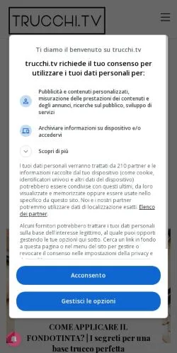 Anteprima del sito Trucchi.tv, media di Italia per articoli sponsorizzati
