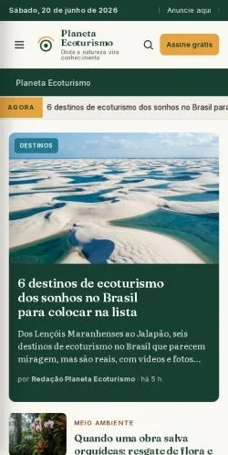 Anteprima del sito Planeta Ecoturismo, media di Brasile per articoli sponsorizzati