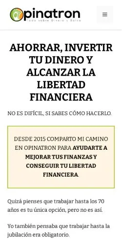 Förhandsvisning av webbplatsen Opinatron, medium i Spanien för sponsrade artiklar