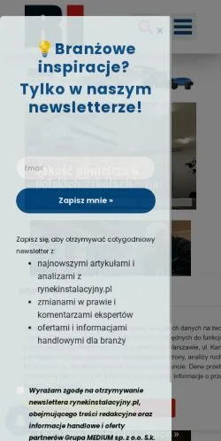 Anteprima del sito Rynek Instalacyjny, media di Polonia per articoli sponsorizzati