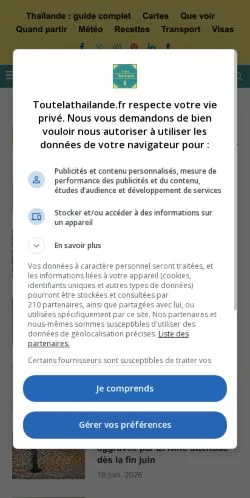 Anteprima del sito Toute La Thaïlande, media di Francia per articoli sponsorizzati