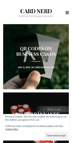 Voorbeeld van de site Card Nerd, medium uit Verenigde Staten voor gesponsorde artikelen