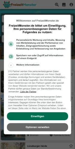 Forhåndsvisning av nettstedet FreizeitMonster, medium fra Tyskland for sponsede artikler