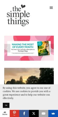 Preview of the The Simple Things website, a media outlet in United Kingdom for sponsored articles