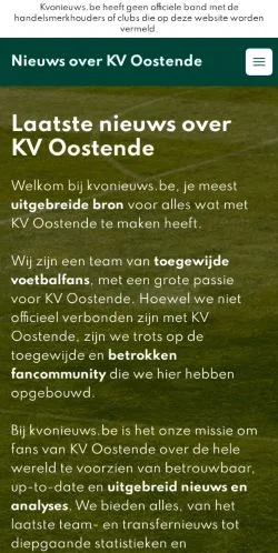 Anteprima del sito KV Oostende Nieuws, media di Belgio per articoli sponsorizzati