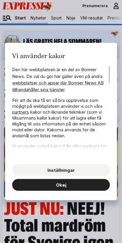 Forhåndsvisning af Expressen, medie fra Sverige til sponsorerede artikler