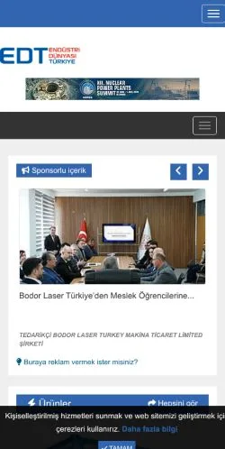 스폰서 기사용 튀르키예 매체 Endüstri Dünyası 사이트 미리보기