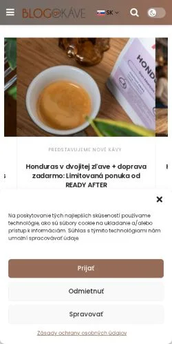 스폰서 기사용 슬로바키아 매체 Blog o Káve 사이트 미리보기