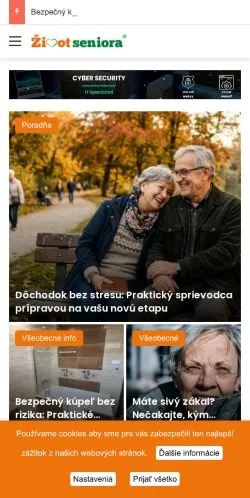 스폰서 기사용 슬로바키아 매체 Život Seniora 사이트 미리보기